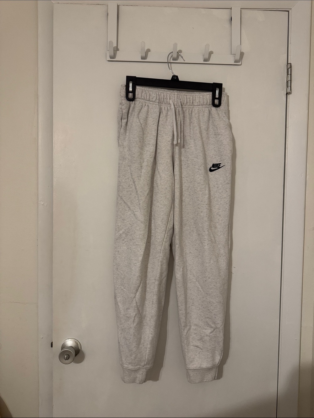 Nike Women’s Light Gray Heather Joggers with Black Swoosh
